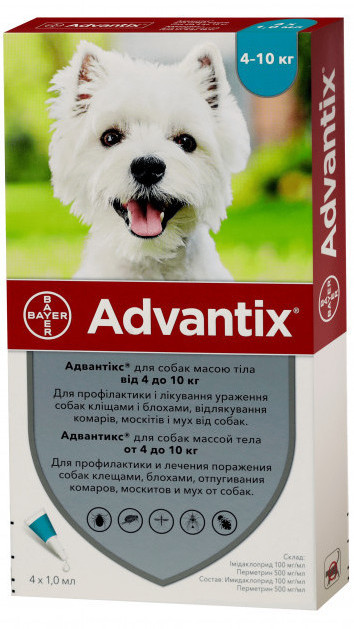 Advantix для собак 4-10 кг