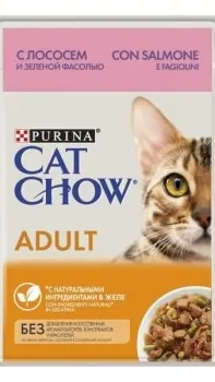 Cat Chow Adult. З лососем та зеленою квасолею в желе 85 г