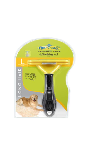 FURminator жовтий 100*5мм з КНОПКОЮ для короткошерсних собак