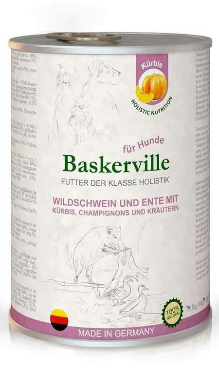 Консерва Баскервіль KF Holistik Wildschwein und Ente mit Kurbis. для собак Кабан і качка з гарбузом для собак 400г