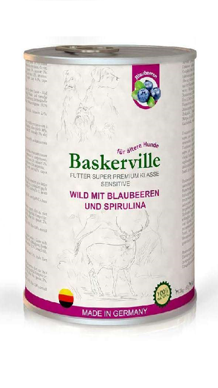 Консерва Баскервіль KF Sensetiv Wild Mit Blaubeeren und Spirulina. Оленина з чорницею та спіруліною 800г