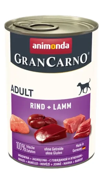 Корм GranCarno Adult Beef+Lamb консервований для собак з яловичиною і ягнятиною 400г.