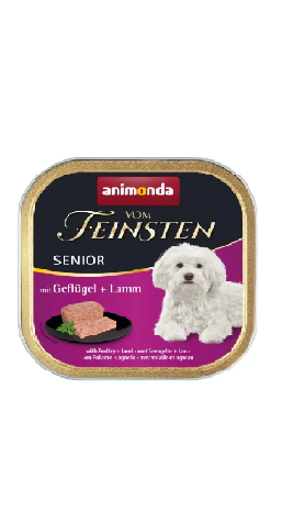 Корм Vom Feinsten Adult консервований для літніх собак з птицею і ягнятиною 150г.