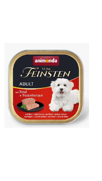 Корм Vom Feinsten Adult консервований для собак  з яловичиною та індичими сецями 150г.