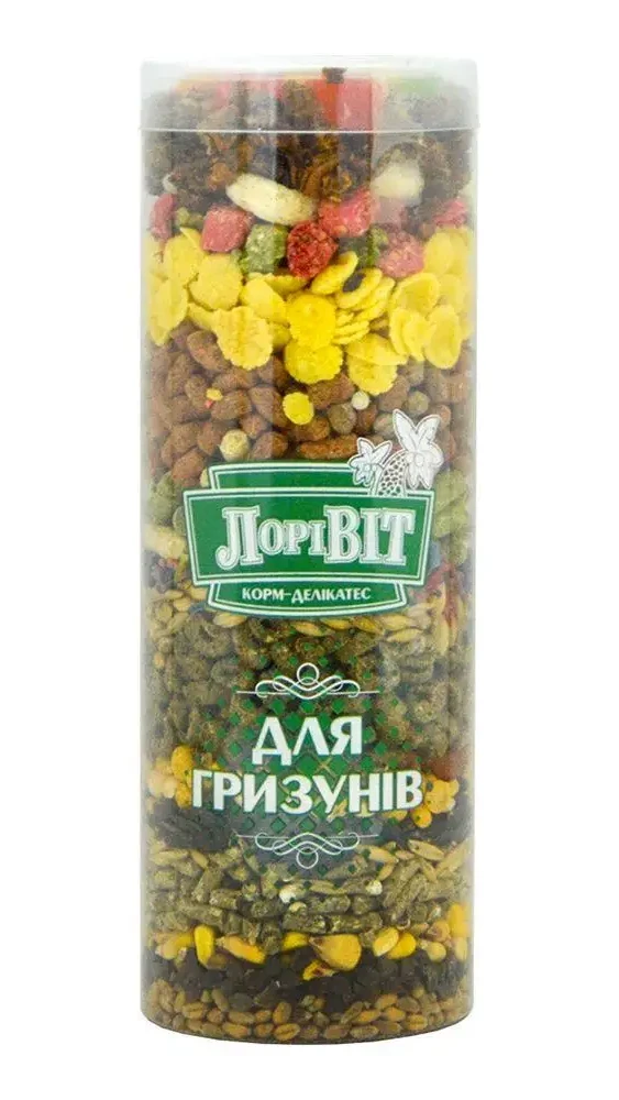 ЛОРІВІТ КОРМ-ДЕЛІКАТЕС для гризунів (прозора туба) 0,4кг