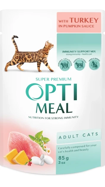 OPTIMEAL вологий корм для котів з індичкою у гарбузовому соусі 0,085 кг