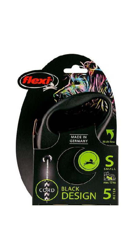 Рулетка Flexi BLACK DESIGN S 5м (трос) чорна/сіра