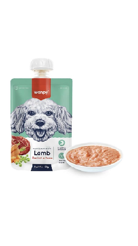 Wanpy Крем-Пюре ягня з морквою рідкий корм для собак, 90г